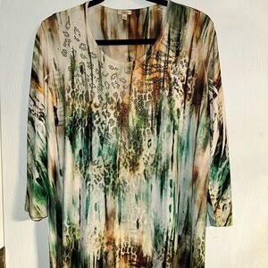 Reba Multicolor Tunic with Rhinestone Detail NWOT